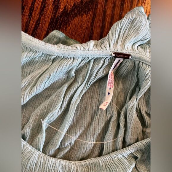 Free People If Only Skirt Set Harbor Mint Rayon Gauze Asymetrical Ruffle Medium - Picture 5 of 6